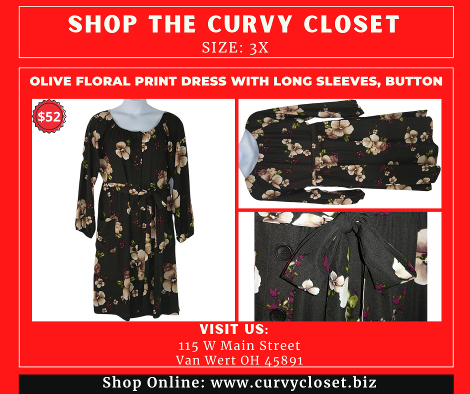 Olive floral print dress-FB